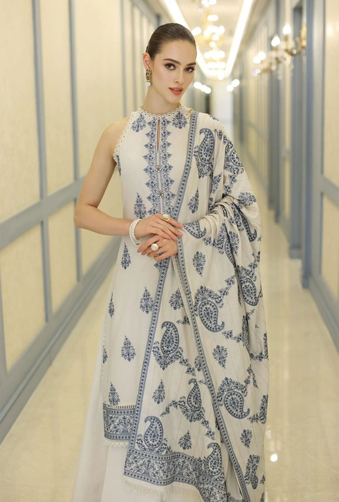 Dhanak unstitched 3 piece dress