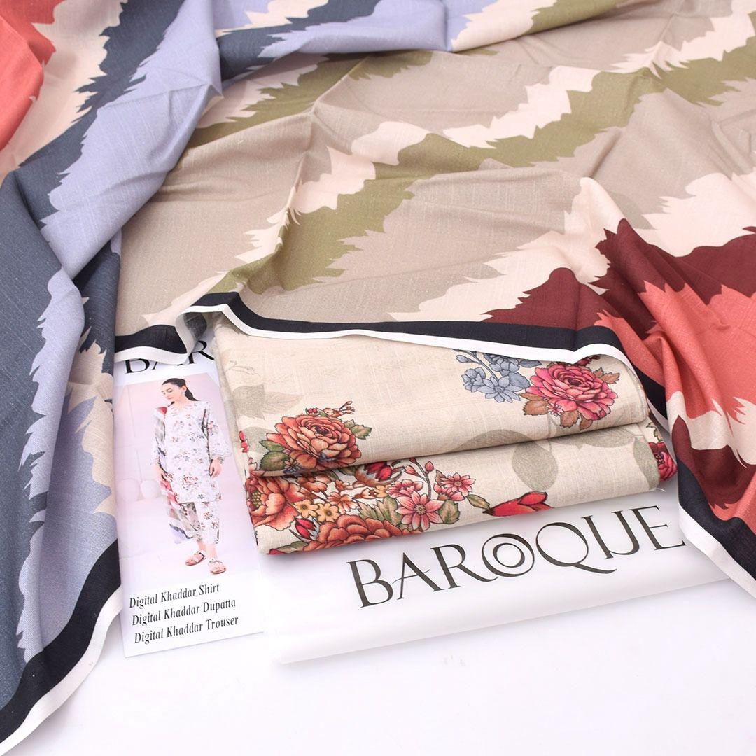 Khaddar unstitched 3 piece dress