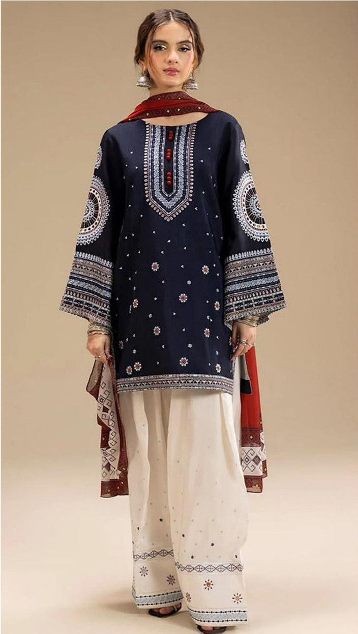 Dhanak unstitched 3 piece dress