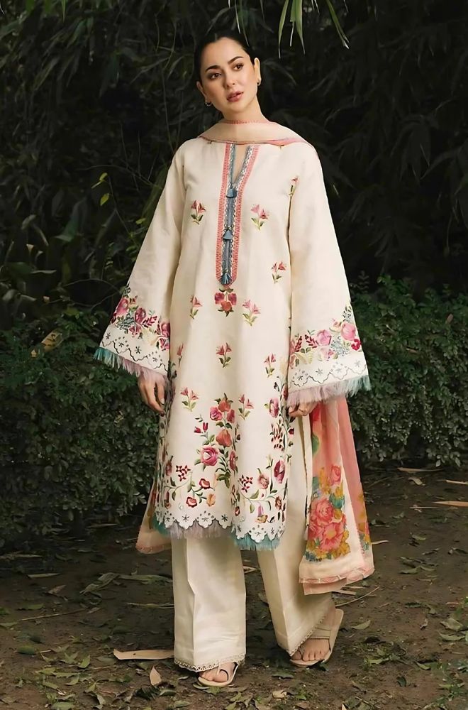 Linen Unstitched 3 piece dress