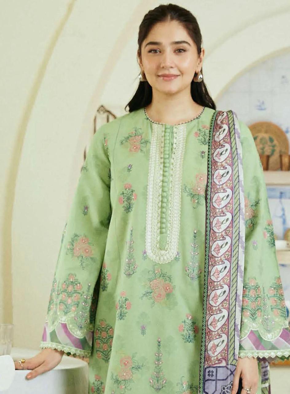 Linen Unstitched 3 piece dress