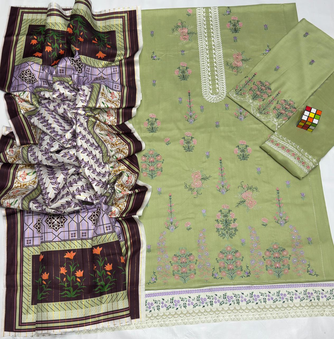 Linen Unstitched 3 piece dress