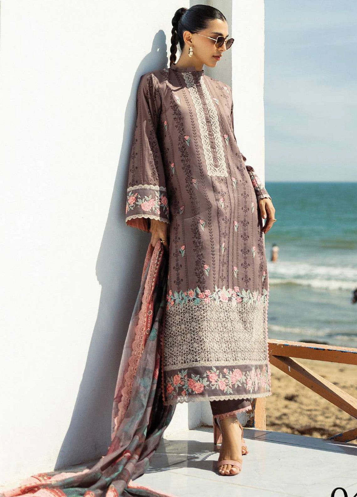 Linen unstitched 3 piece dress