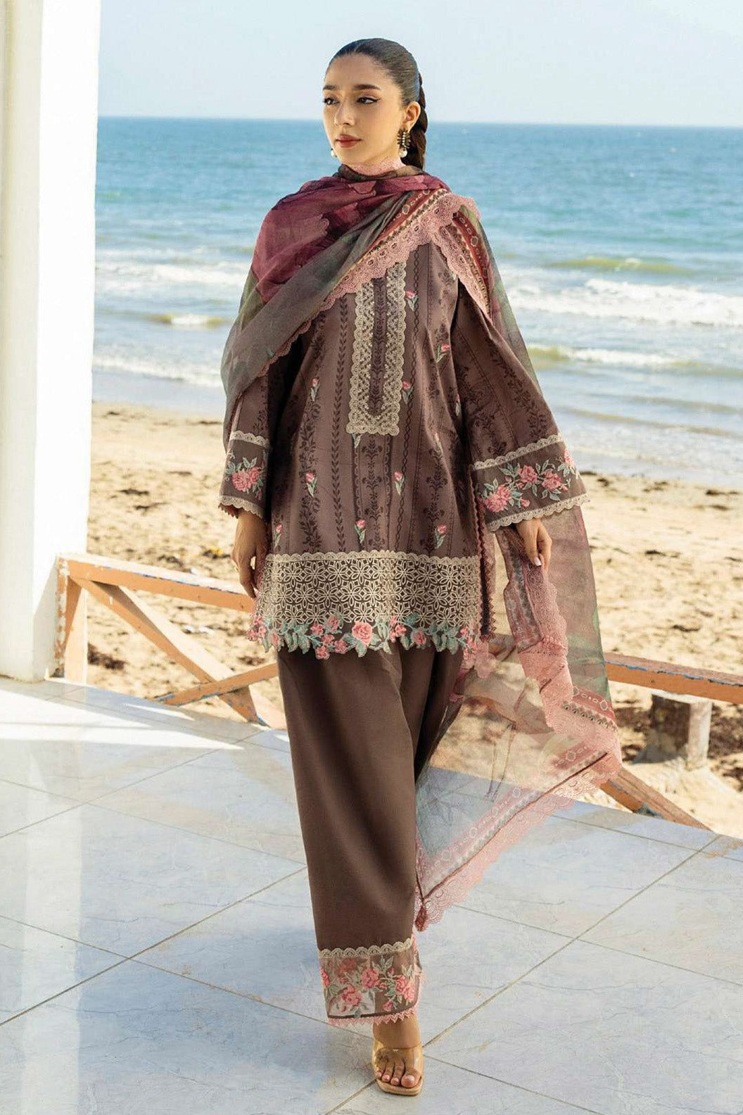 Linen unstitched 3 piece dress