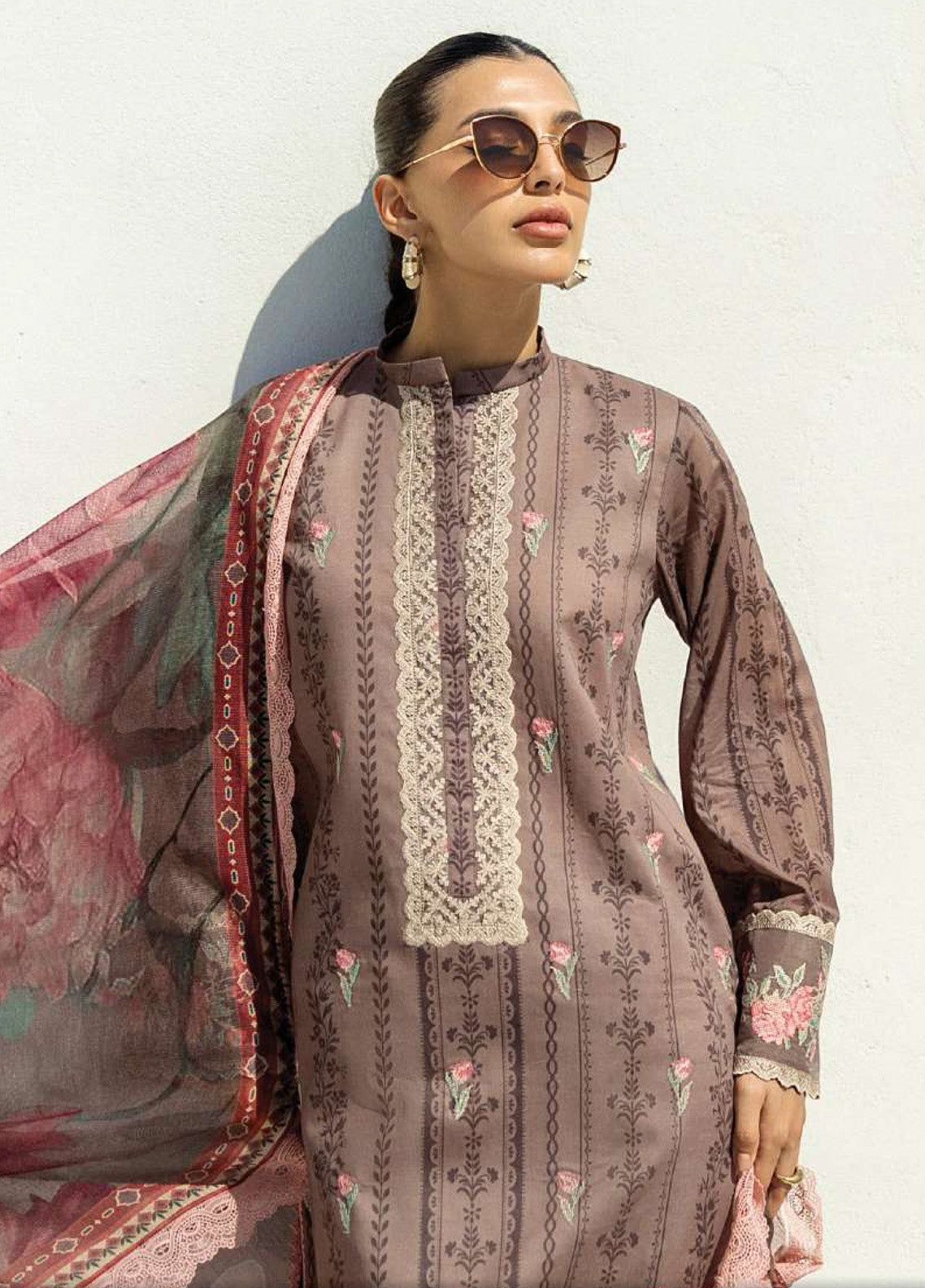 Linen unstitched 3 piece dress