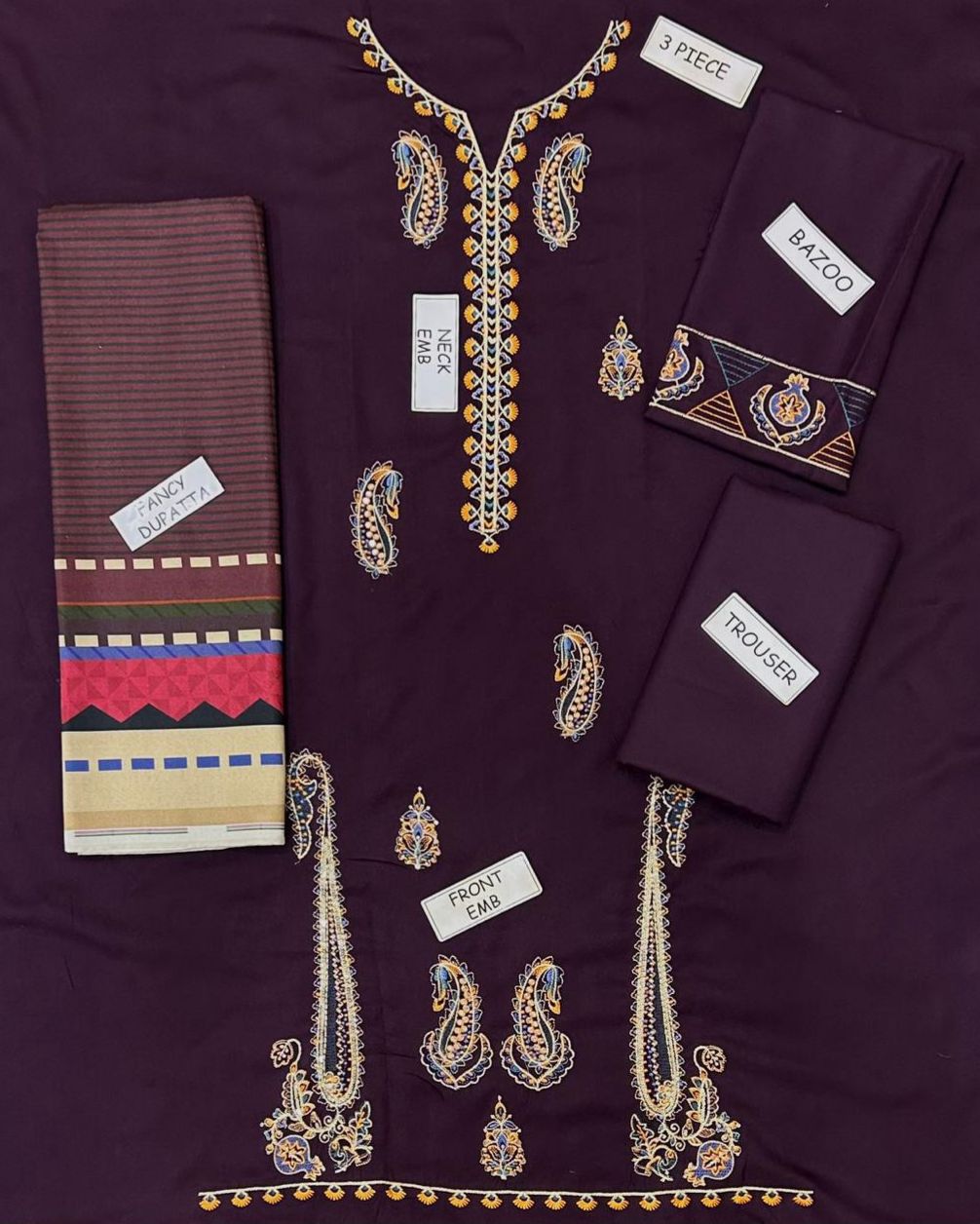 Dhank unstitched 3 piece dress