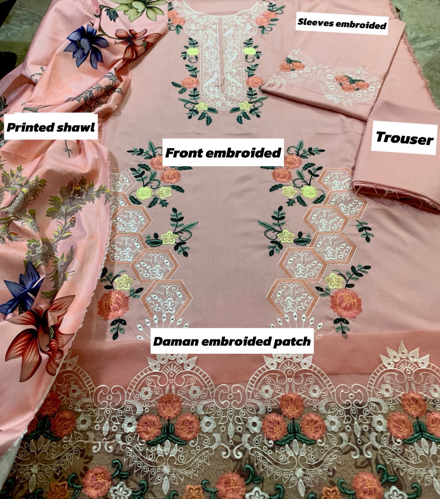 Dhanak unstitched 3 piece dress