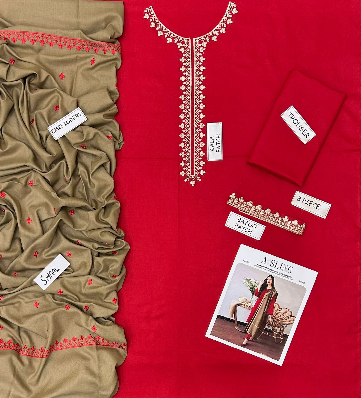 Dhanak unstitched 3 piece dress